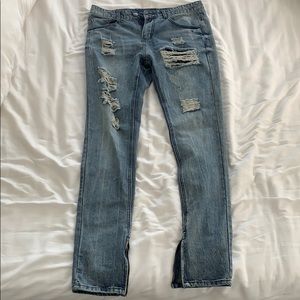 Young & Reckless slim torn blue jeans